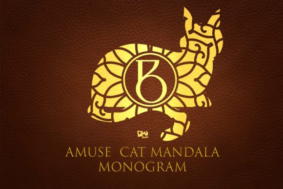 Amuse Cat Mandala Monogram Font for Editorial Design